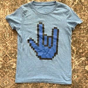 Boys Rockets of Awesome T-Shirt with Pixel Hand Design size 8
